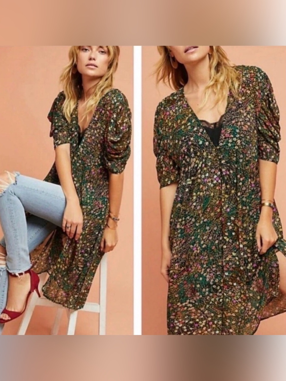 Anthropologie Akemi + Kin Valencia Floral Midi Dress, Size Medium